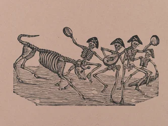 アントニオヴァネガスアロヨ（1850-1917）、メキシコシティ、メキシコ（レリーフ彫刻）によって印刷された330グラバドスオリジナルスのスケルトンブルファイターズ